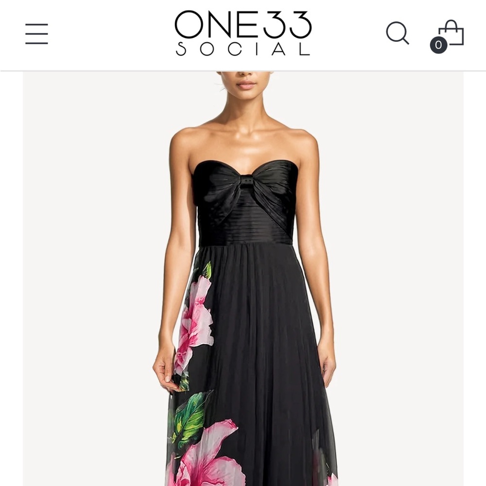 One33social beautiful black pleated evening gown size 6 and size 8.